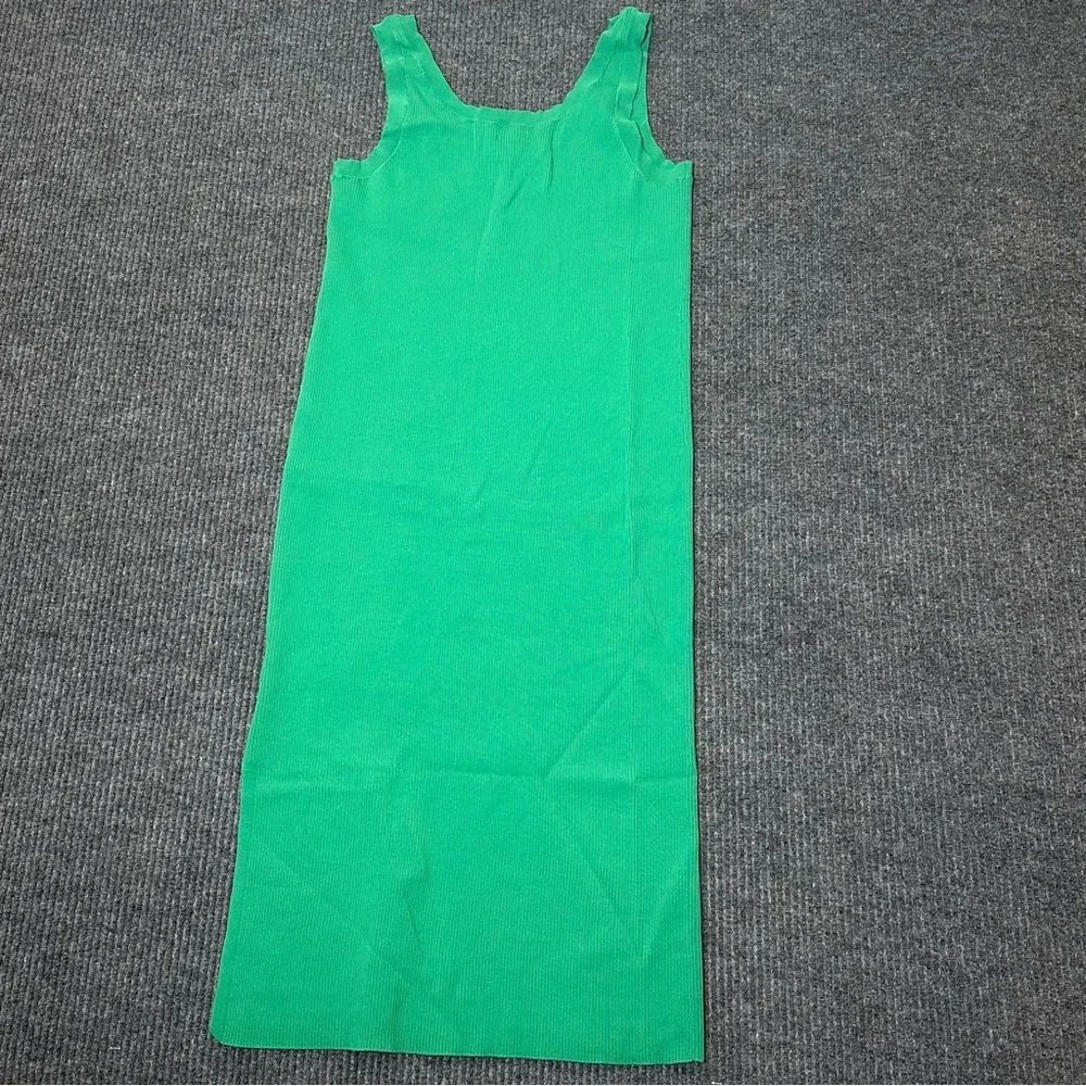 The Drop XL Yasmin Ribbed Midi Tank Dress Sleeveless Stretch Jade Minimalist NWT - Picture 3 of 9